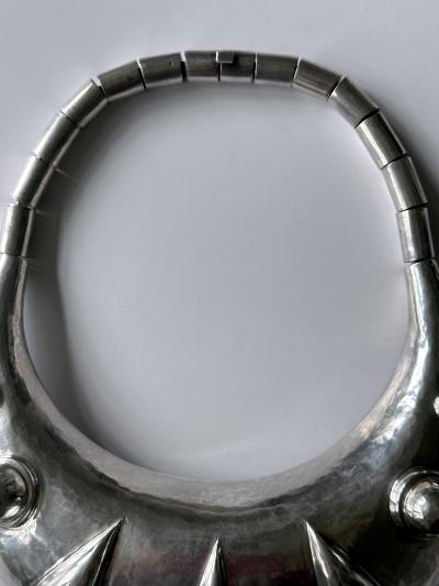 Graziella Laffi Sculptural Sterling Silver Choker Necklace and Earrings Set by Graziella Laffi