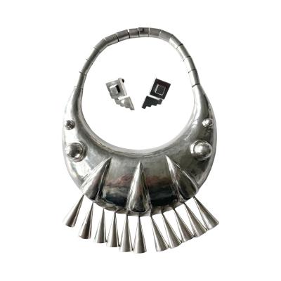 Graziella Laffi Sculptural Sterling Silver Choker Necklace and Earrings Set by Graziella Laffi