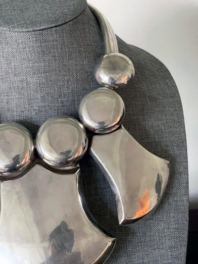 Graziella Laffi Sculptural Sterling Silver Choker Necklace by Graziella Laffi