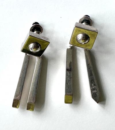 Graziella Laffi Sculptural Sterling Silver Necklace and Earrings Suite by Graziella Laffi