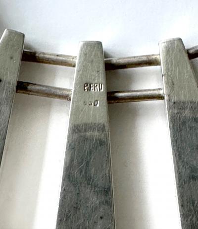 Graziella Laffi Sculptural Sterling Silver Necklace and Earrings Suite by Graziella Laffi