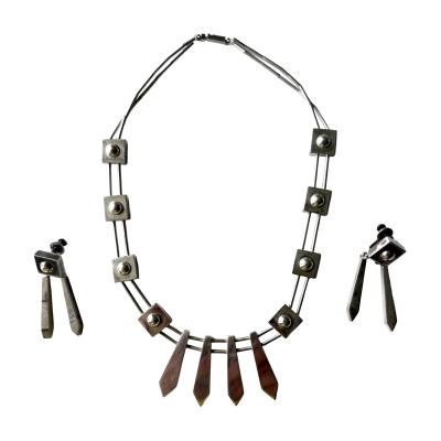Graziella Laffi Sculptural Sterling Silver Necklace and Earrings Suite by Graziella Laffi