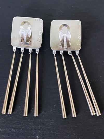 Graziella Laffi Silver and Green Hardstone Necklace and Earring Jewelry Suite Graziella Laffi