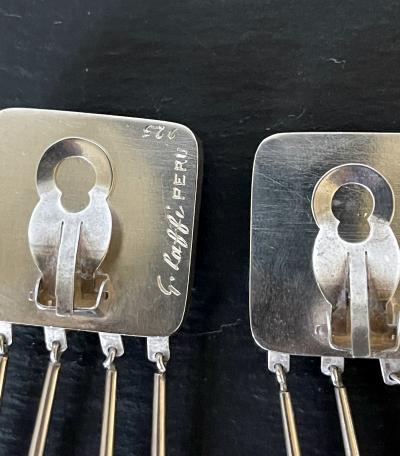 Graziella Laffi Silver and Green Hardstone Necklace and Earring Jewelry Suite Graziella Laffi