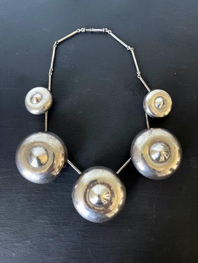 Graziella Laffi Vintage Sculptural Silver Necklace by Graziella Laffi