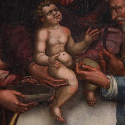 Great 16th century Italian painting on panel The Circumcision of Jesus