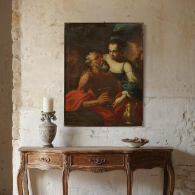 Great 17th century Italian painting Lot and his Daughters