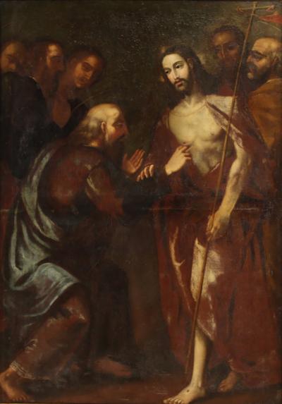 Great 17th century Italian painting The Incredulity of Saint Thomas