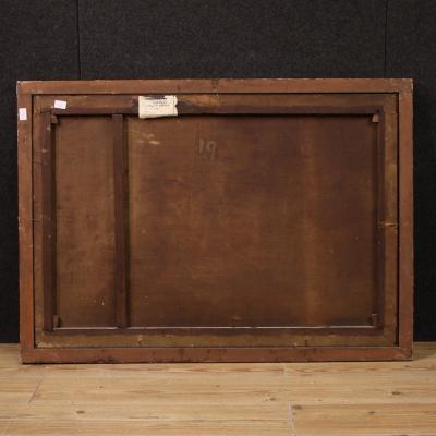 Great 17th century Italian painting bucolic landscape with ruins