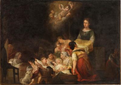 Great 18th century Spanish painting The Nativity of the Virgin