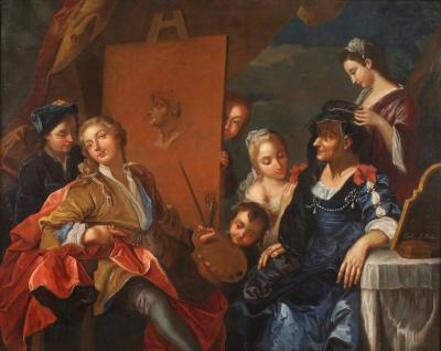 Great 18th century painting signed Charles Andr Van Loo The Painters Studio