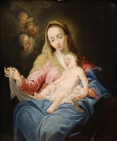 Great 18th century religious painting Madonna with Child