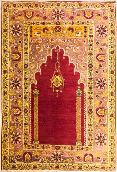 Great Antique Anatolian Oushak Prayer Rug
