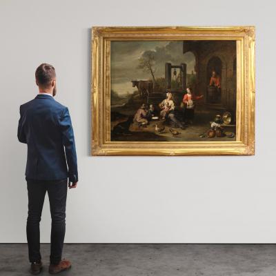 Great Flemish genre scene painting from the 17th century