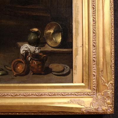 Great Flemish genre scene painting from the 17th century