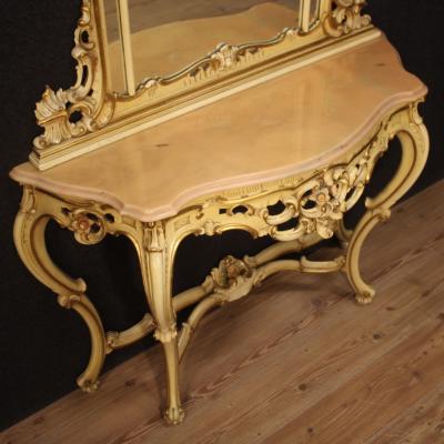Great Italian console with mirror in Louis XV style
