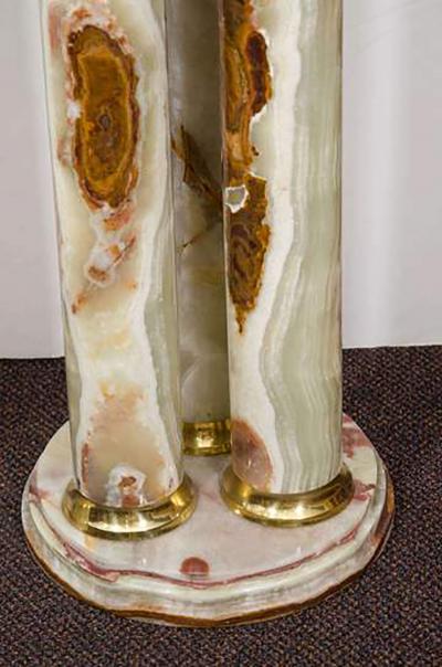 Great Modernist Pair of Onyx and Brass Pedestals