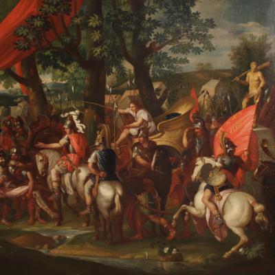 Great battle painting of the 18th century Alexander the Great and Porus