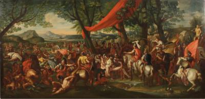 Great battle painting of the 18th century Alexander the Great and Porus