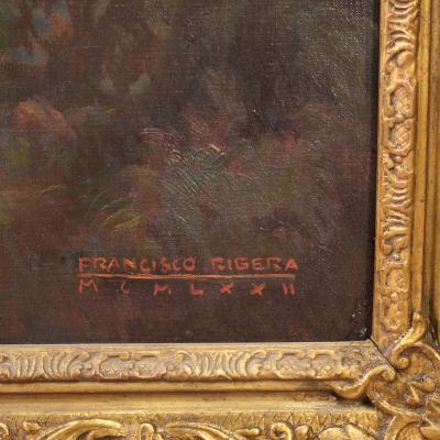 Great family portrait painting signed Francisco Ribera and dated 1972