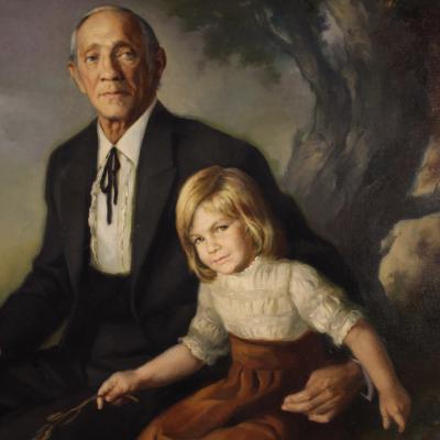 Great family portrait painting signed Francisco Ribera and dated 1972