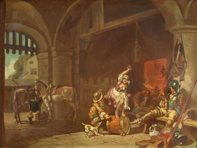 Great painting signed Mattia Traverso interior scene