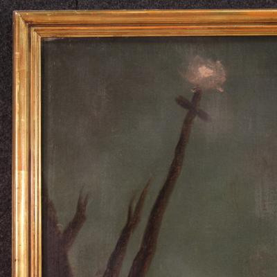 Great religious painting signed and dated 1865 Saint Francis