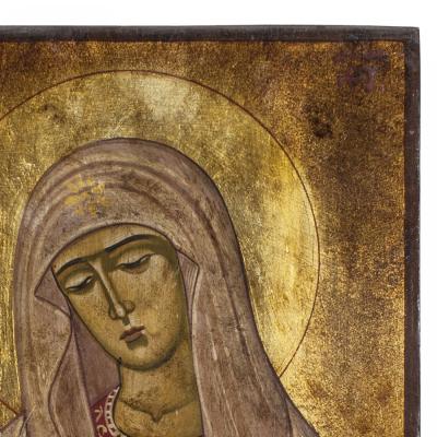 Greek Wood Painted Mother of God Umilenie 