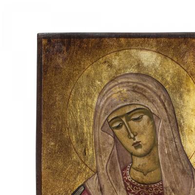 Greek Wood Painted Mother of God Umilenie 