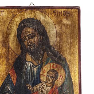 Greek Wood Painted St Simeon