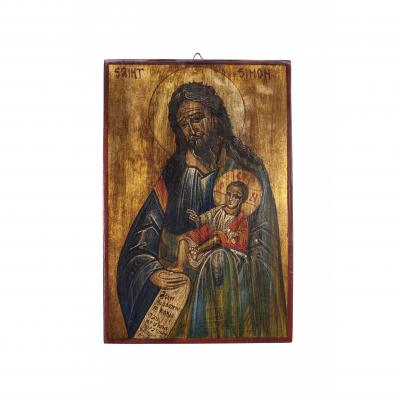 Greek Wood Painted St Simeon