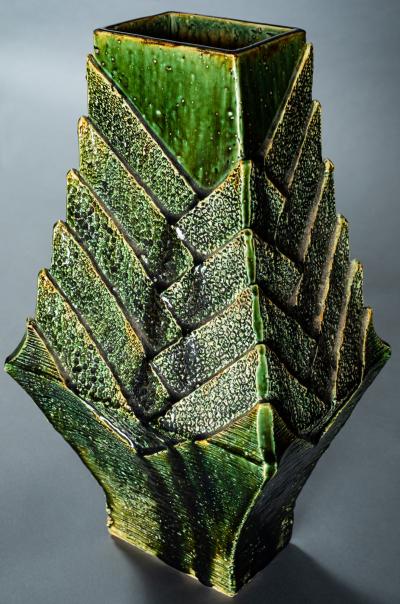 Green Ceramic Oribe Vase
