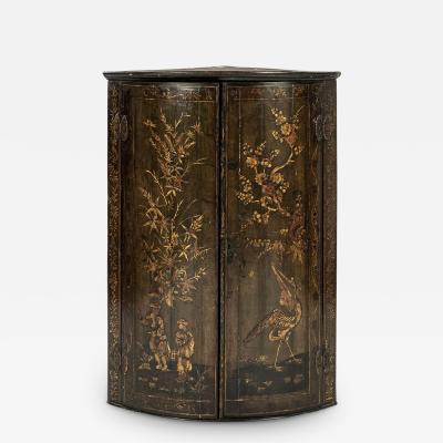 Green Chinoiserie George III Hanging Corner Cupboard