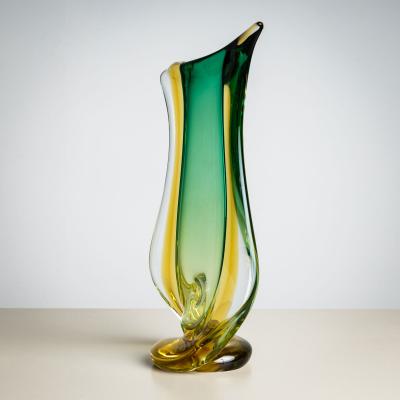 Green Glass Vase by Seguso Vetri d Arte Italy Mid 20th Century