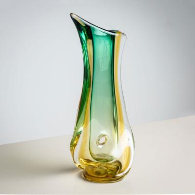 Green Glass Vase by Seguso Vetri d Arte Italy Mid 20th Century