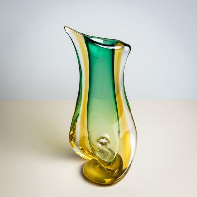 Green Glass Vase by Seguso Vetri d Arte Italy Mid 20th Century