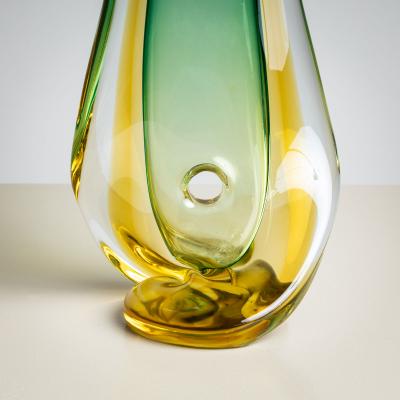 Green Glass Vase by Seguso Vetri d Arte Italy Mid 20th Century