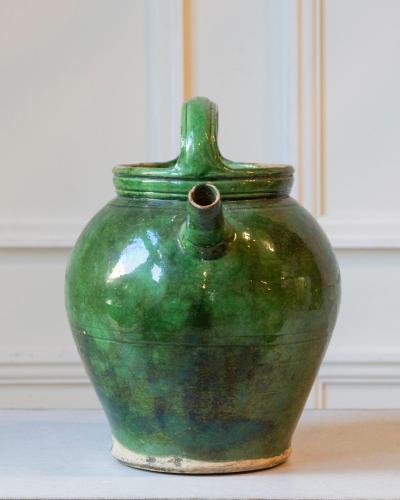 Green Glazed Terracotta Jug Late 19th Early 20th Century