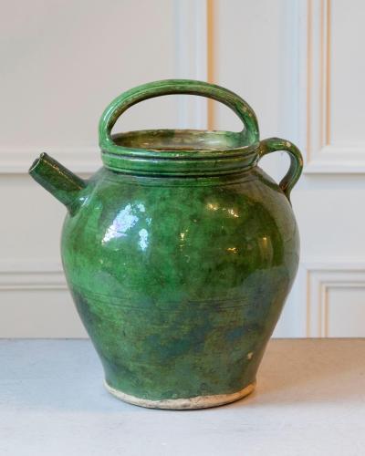 Green Glazed Terracotta Jug Late 19th Early 20th Century