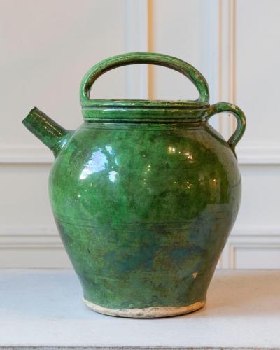 Green Glazed Terracotta Jug Late 19th Early 20th Century