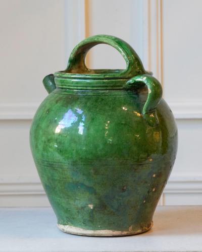 Green Glazed Terracotta Jug Late 19th Early 20th Century