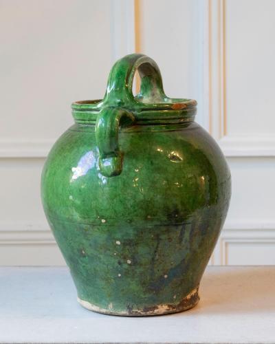 Green Glazed Terracotta Jug Late 19th Early 20th Century