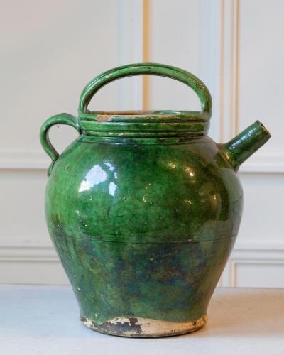 Green Glazed Terracotta Jug Late 19th Early 20th Century