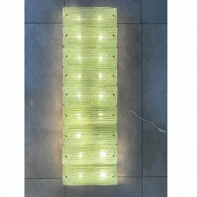 Green Italian Luxury Brass Wall Sconce in Diamanted Murano Glass and Flush Mount
