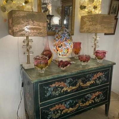 Green Italian Polychrome Chest of Drawers 19th Century