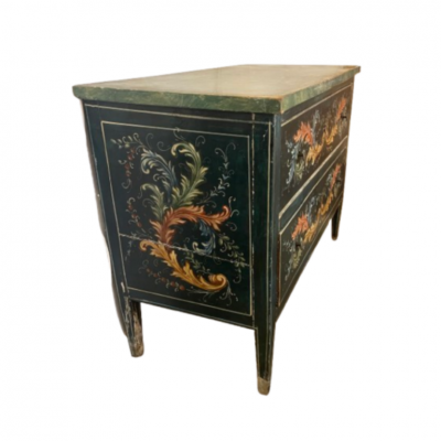 Green Italian Polychrome Chest of Drawers 19th Century