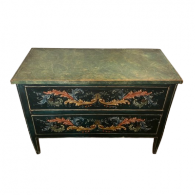 Green Italian Polychrome Chest of Drawers 19th Century