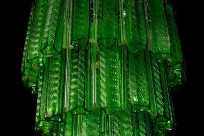 Green Midcentury Murano Glass Tronchi Four Tier Chandelier 1960