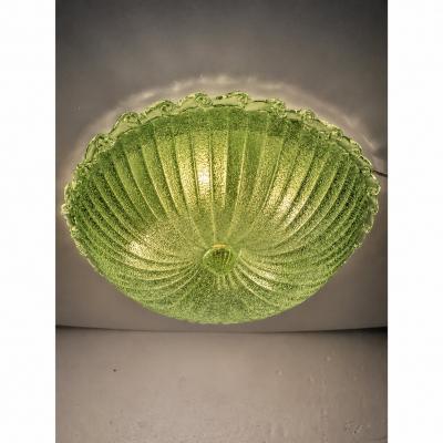 Green Murano Glass Italian Graniglia Budino Flush Mount in 70 Style