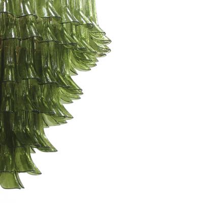 Green Murano Glass Petal Chandelier with Gold Toned Support Italy